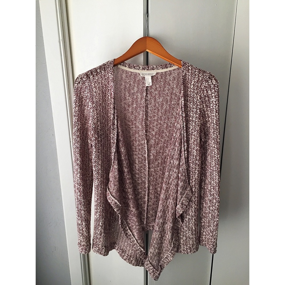 Forever 21 Burgundy and White Cardigan